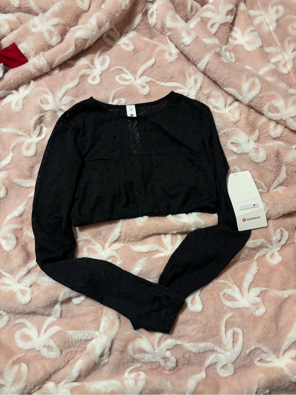 lululemon athletica Black Long-Sleeve Lace Crop Top
